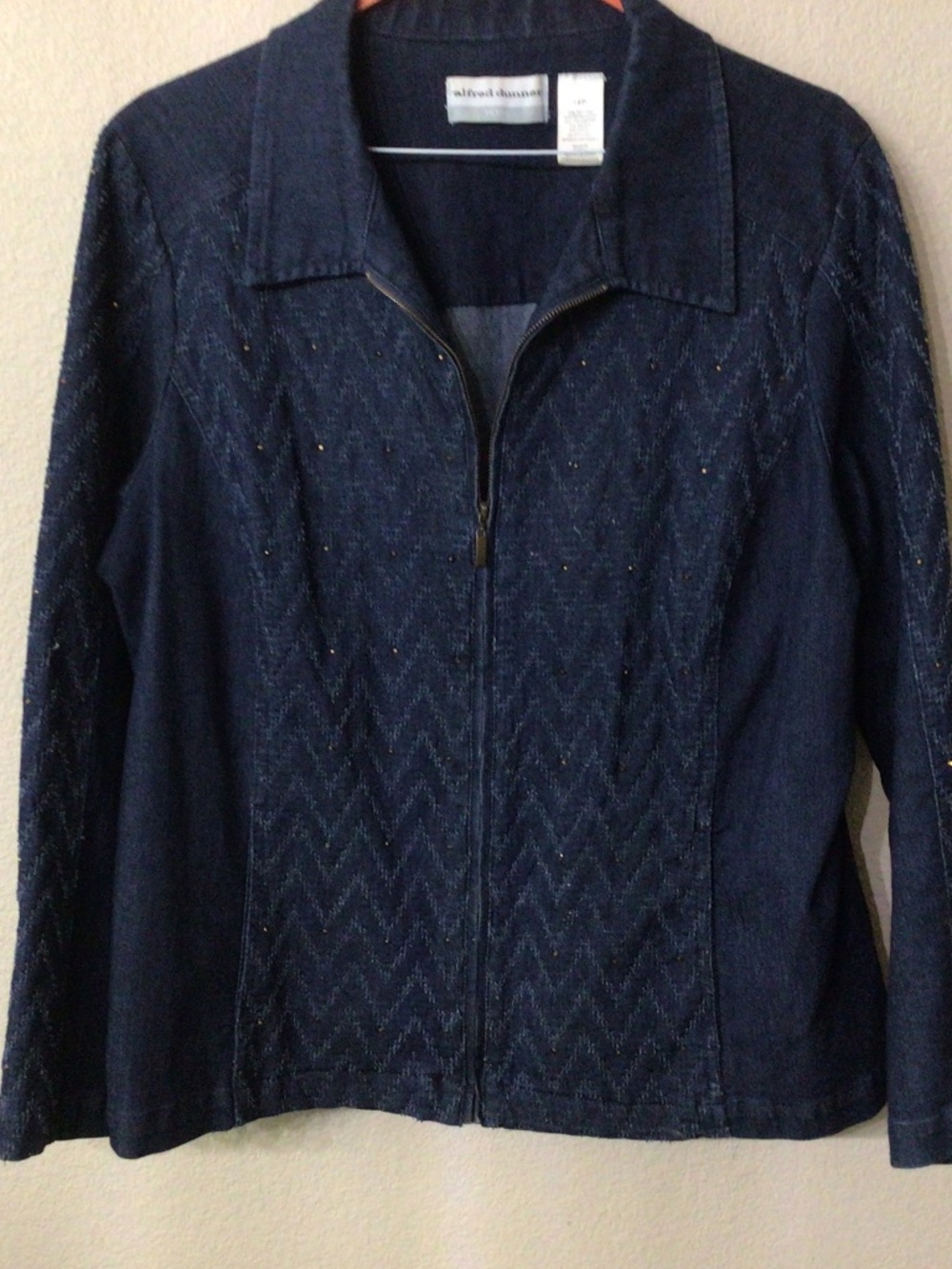 Alfred Dunner petite denim jacket with rhinestones size 14 P